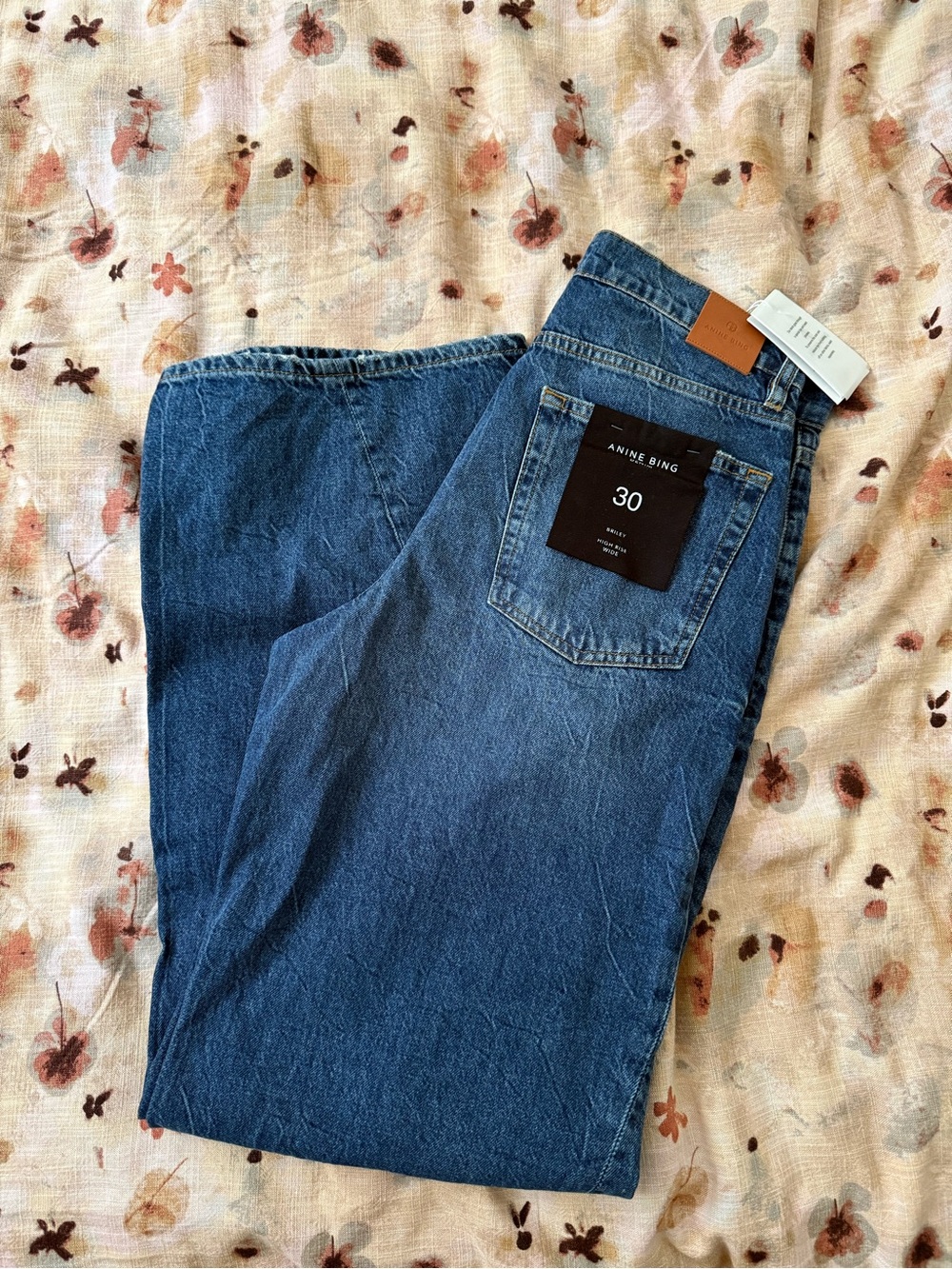 Anine Bing Mid-Blue High-Rise Wide-Leg Jeans - Picture 3 of 4